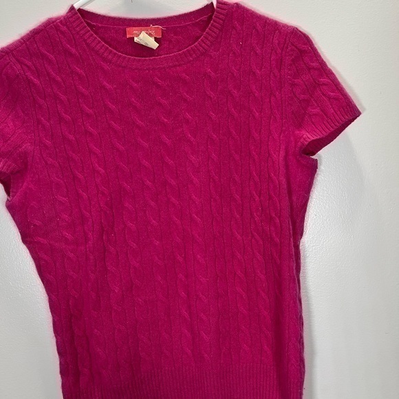 Vintage Definite View Barbiecore Hot Pink Cap Sleeve Knit 100% Cashmere Sweater - Picture 4 of 8